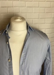 T.M. Camisa Lewin Azul Rayas 15" - 34" Puño Botón Ajustado  - Imagen 1 de 5