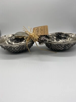 Mud Pie Double Dip Set 2-Piece Dip Bowl Set with Stamped Silverplate Spreader - Image 1 of 4