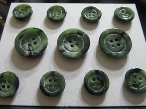 Horn effect 12 pc Italian coat BLAZER SUIT BUTTON Set 24/34 4 hole K4 Green - Picture 1 of 1