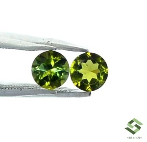 4 mm Natural Green Tourmaline Round Faceted Pair 0.58 Cts Faceted Loose Gemstone - Picture 1 of 8