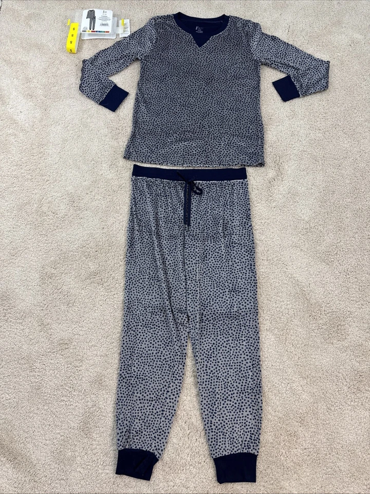 Felina Womens 2pc. Microfleece 2 pc. PJ set-Color-Navy Dots-Size-Small