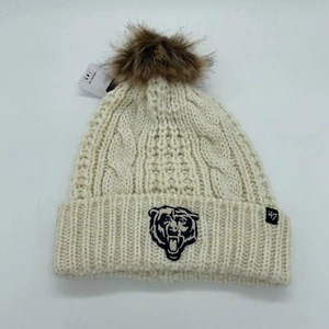 New Era Women's Chicago Bears NFL Knit Winter Hat With Pom Logo White One Size - Picture 1 of 5