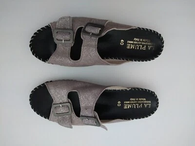 Sandalias La Plume Talla 40, cuña con correas, hebilla, gris plata Foto 1 de 4