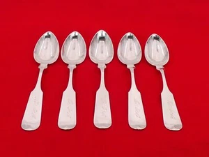 Set of 5 Duhme Sterling Silver Large Tipped Dessert Spoons QK-5 - Picture 1 of 6