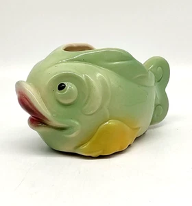 Vintage Royal Copley Planter Vase Kitschy Big Lips Fish Green Pink Yellow - Picture 1 of 11
