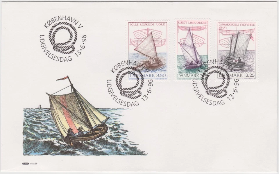 Denmark FDC 1996, Wooden Sailing Boats, mint - Image 1 of 1