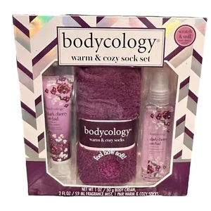 Bodycology Warm Cozy Sock Set w/ Dark Cherry Orchid Fragrance Mist & Body Cream - Picture 1 of 7