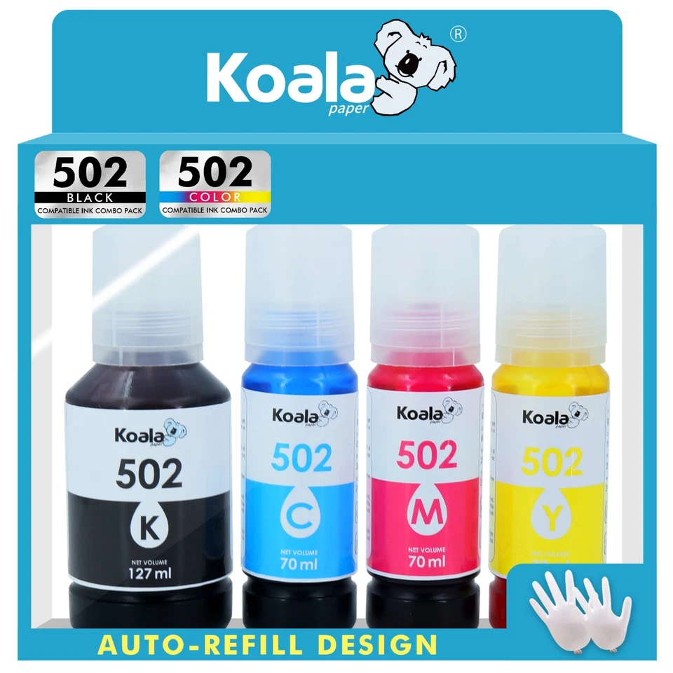 Koala 502 Ink Refill Bottles Fit Epson 502 Ink for ET-2760 2850 3760 4760 3850 - Image 1 of 4