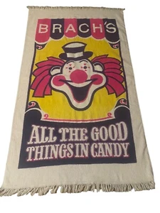 Vintage Brach's Candy Promotional Beach Towel Clown NOS Pink Purple Yellow - Picture 1 of 7