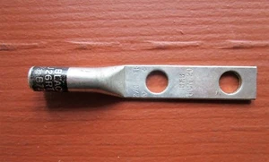 Blackburn LCN20 Copper 2-Hole Lug Long Barrel Black Wire Size 2/0 1/2" Bolt - Picture 1 of 2