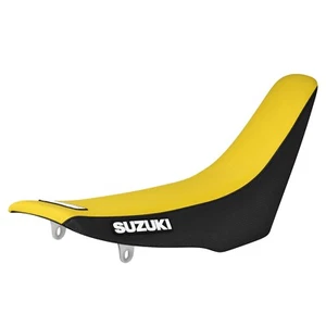 1989-1992 SUZUKI RM 125 250 gripper seat cover BLACK/YELLOW standard #146 LOGO - Picture 1 of 5