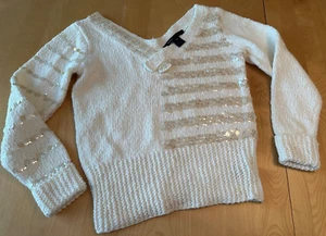 MARC JACOBS SEQUINS V NECK FORM FITTING SWEATER WOMENS SZ S - Picture 1 of 7