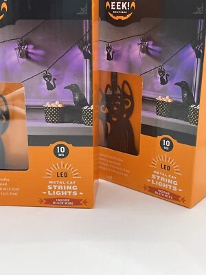 Hyde & Eek Target Black Metal Cat Purple LED String Lights  Halloween - Image 1 of 3