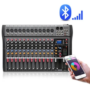 12 Channel Audio Mixer Bluetooth USB DJ Sound Mixing Console Amplifier Studio - Picture 1 of 12