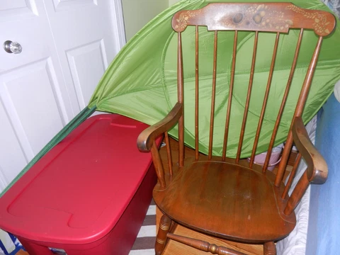 NICHOLS & STONE Gardener, MA Hitchcock Brown& Gold Rocker / Rocking Chair Cover