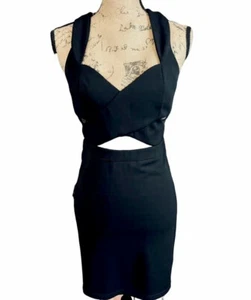 CQ BY CQ CUT OUT BLACK BODY CON LINED MINI DRESS SIZE SMALL - Picture 1 of 12