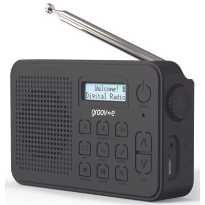 GROOV-E MADRID RECHARGEABLE FM/DAB DIGITAL RADIO WITH ALARM CLOCK - GVDR10BK - Image 1 of 4