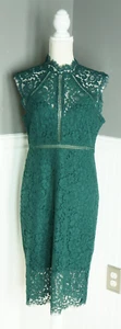 NEW Bardot Dress Women's Lace Overlay Midi 10 Hunter Green Bodycon NWT - Picture 1 of 4