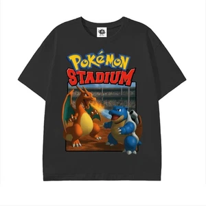 Maglietta Pokémon Stadio Unisex Adulto Taglia Large Nera Charizard Blastoise - Foto 1 di 1