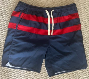 Fair Harbor Lined Boys XL Swim Hybrid Shorts Trunks 6" Inseam Blue Red Striped - Picture 1 of 3