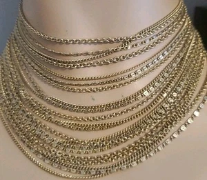 Vintage Coro Cascade Multi Strands Quality Gold Tone Chain Choker Necklace  - Picture 1 of 7
