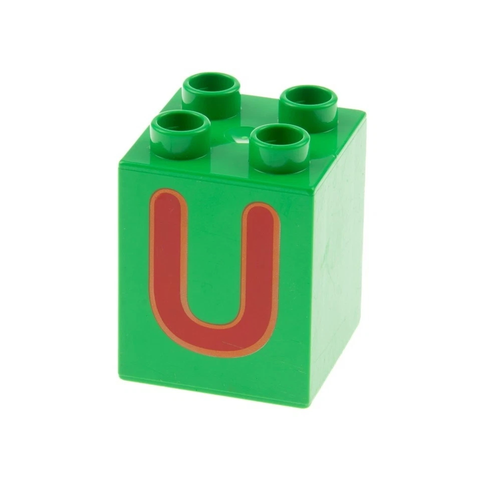 1x Lego Duplo Motiv Bau Stein 2x2x2 hell grün Buchstabe U 6051 31110pb063 - Bild 1 von 1