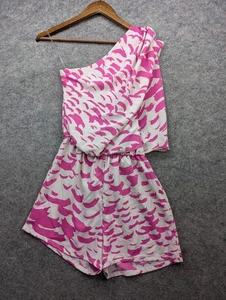 Mameluco Judith March Mujer Pequeño Rosa Blanco Un Hombro Playa Costero Boho - Imagen 1 de 10