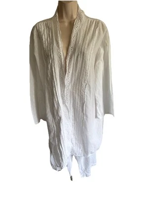 Shabby Chic Conjunto de Bata de Dos Piezas Blanco Ligero 100% Algodón Pantalones Cortos y Bata M Foto 1 de 4