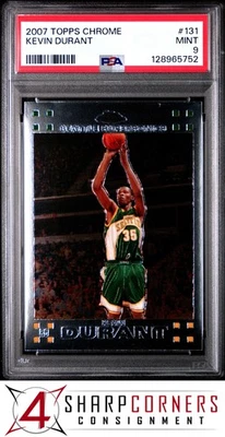 2007 TOPPS CHROME #131 KEVIN DURANT RC SUPERSONICS PSA 9 - Image 1 of 3
