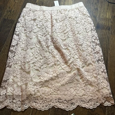 Falda Adiva Mujer Mediana Suave Rosa Rubor Encaje Negocios Informal Boho Superposición Nueva con Etiquetas Foto 1 de 4