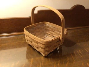 Longaberger 7" x 7" x 3.5 1986 Woven Square Basket Swing Handle & Liner NEW LB-1 - Picture 1 of 10