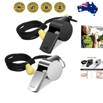 2PCS Whistle, Stainless Steel Whistles with Lanyard Adjustable Super Loud Spo... - image 1 of 4