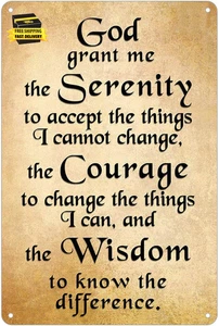 Serenity Prayer Wall Decor, Positive Inspiring Quote Vintage Retro Tin Metal Sig - Picture 1 of 9