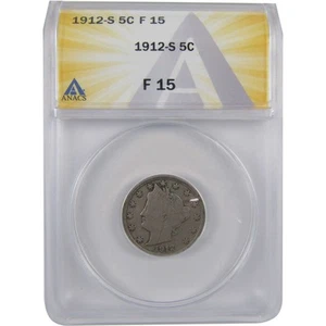 1912 S Liberty Head V Nickel F 15 ANACS 5c Coin SKU:I18416 - Picture 1 of 4
