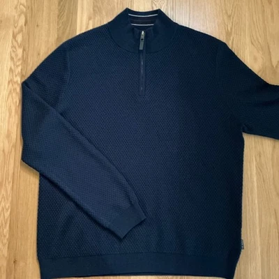 Ted Baker “Tunnel” 1/4 Zip Textured Knit Sweater – Navy – Men’s XL (Size 6) - Image 1 of 4