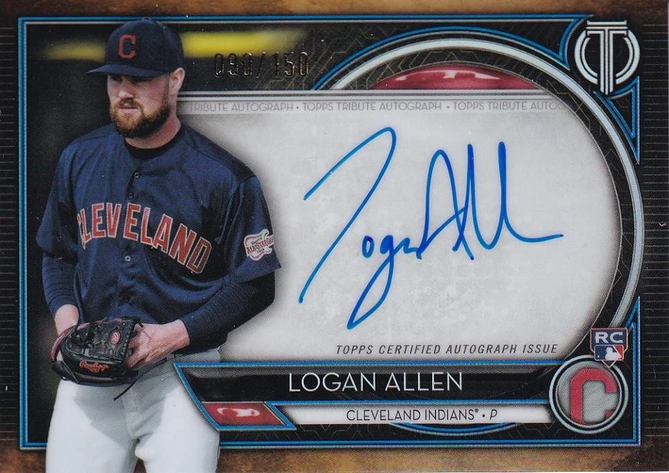 2020 Topps Tribute Cleveland Indians Logan Allen Tribute Autographs Blue 090/150 - Image 1 of 2