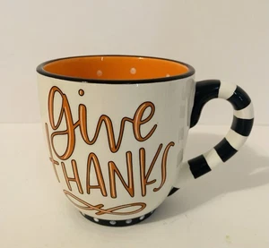 Glory Haus Kalyn Dunks Give Thanks Creme Schwarz Orange Thanksgiving Tasse - Bild 1 von 8