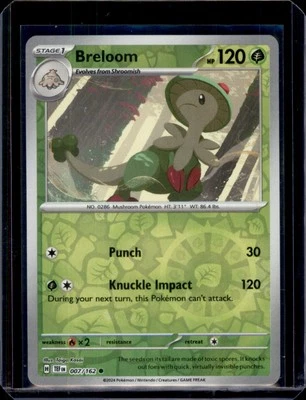 Breloom SV05: Temporal Forces Pokemon 007/162 Reverse Holo NM+ - Image 1 of 2