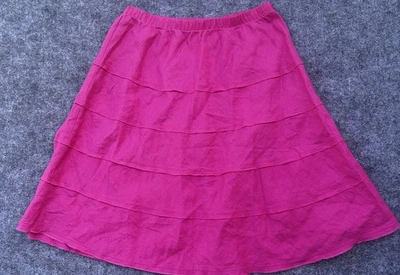 "Falda elástica con capas de lino Soft Surroundings línea A rosa talla M, 25""" Foto 1 de 4