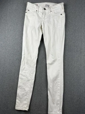 True Religion Jeans Womens 24 White Casey Low Rise Super Skinny Flap Pockets - Image 1 of 4