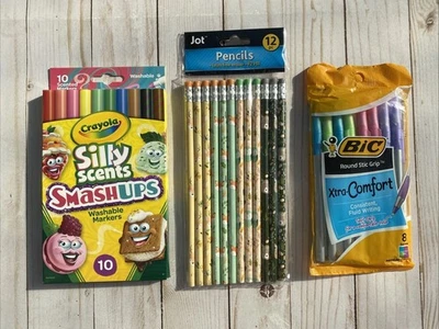 Crayola Silly Scents Markers 8 Pack + Woodland Animals Pencils +Colored Pens New - Image 1 of 2