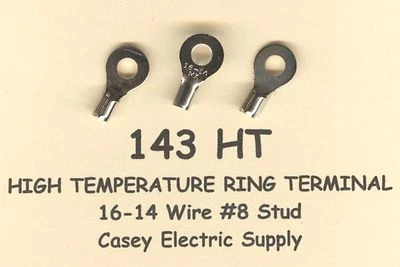 Conector de terminal de anillo de alta temperatura 100 cable calibre #16-14 AWG #8 perno 900 °F Foto 1 de 2
