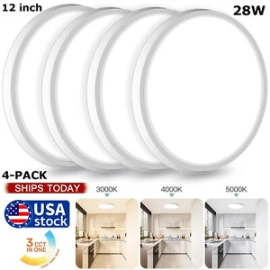 Dimmable Flush Mount LED Ceiling Light,3 Color in One (3000K/4000K/5000K) 28Watt - Picture 1 of 13