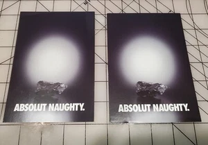 ABSOLUT Wodka Promo Werbung Postkarte ABSOLUT NAUGHTY Kohle 2002 unbenutzt x2 - Bild 1 von 5