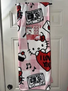 Hello Kitty Valentines Day Plush Throw Blanket 50" x 70" I Love You - Picture 1 of 3