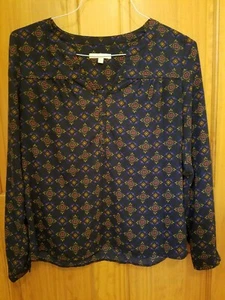 Women's Stitch Fix SKIES ARE BLUE Blouse Shirt Top X-Small  Geometric V neck  - Picture 1 of 10