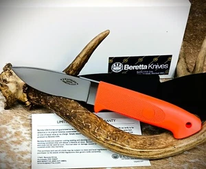 Beretta Loveless 200A Seki Japan Knife Stainless Drop Point Zytel Orange Handle - Picture 1 of 6