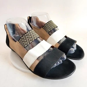 Sesto Meucci Shoes Womens 9.5 Wide Elise Open Toe Flats Slip On Neutral Back Zip - Picture 1 of 12