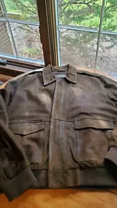 Orvis Leather Suede Hunting Jacket Mens Sz L Dark Brown Almost Greenish - Picture 1 of 10