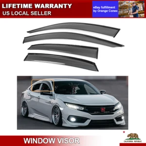 Window Visor Rain Guards For 2016-2020 Honda Civic 10th Gen Sedan Mugen Style ś - Picture 1 of 14